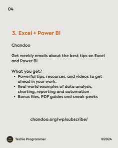 the back cover of an ebook with text that reads, 3 excel power bi and how to use it