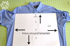 the shirt is cut into two sections and labeled with arrows