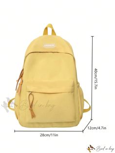 Bird in Bag - Womens Solid-Colored Large Capacity Backpack for School Casual Yellow Backpack For Students, Trendy Yellow Student Backpack, Yellow Large Capacity Standard Backpack, Yellow School Backpack With Pockets, Backpack For School, Large Capacity Backpack, Classic Backpack, Bird In Bag, Save The Planet