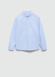 Oxford cotton shirt - Kids | MANGO USA Cotton Office Shirt, Cotton Dress Shirt With Collar For Office, Cotton Collared Office Shirt, Office Collared Cotton Shirt, Smart Spring Shirt With Button Closure, Casual Shirt With Fold Down Collar For Office, Smart Long Sleeve Cotton Dress Shirt, Casual Office Shirt With Fold-down Collar, Smart Button-up Shirt For Spring