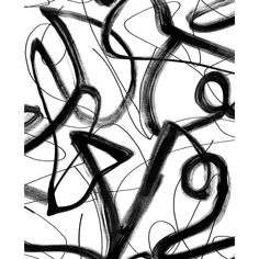 black and white abstract painting with lines on it's sides, including the letter v