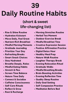 Save these daily routine habits & self improvement tips. The habits of successful people daily routines & goal settings , ways to better yourself, how to create good habits daily routines. Click to explore more morning habits daily routines, better habits daily routines, successful habits daily routines, personal development self improvement tips, personal growth self improvement tips, self improvement tips woman & students, how to change your life for the better tips, changing life new beginnings Tips For Self Improvement, Life Schedule Daily Routines, Morning Habits To Change Your Life, Lifestyle Changes Daily Routines, Self Improvement Checklist, Successful People Daily Routines, Ways To Better Yourself, Create Good Habits, Goal Settings