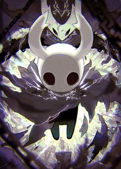 an animated image of a demon in the middle of a circular hole with his eyes closed