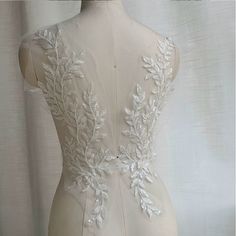 Ivory/ Black 3D Beaded Leaf Floral Bridal Gown Lace Applique Embroidery Patches Collar Wedding gown Bodice Bridal Veil Accessories H0802 ♥This listing is for 1 pair or 5 pairs   ♥Width:46*12.5cm ♥Wholesale acceptable! ♥If you want more, please feel free to send me a message. I will be glad to make custom listing for  you! ♥Happy shopping here White Embroidered Floor-length Wedding Dress, White Floor-length Embroidered Wedding Dress, Wedding Dress With Organza Appliques, Wedding Organza Dress With Appliques, Wedding Accessories Diy, Bridal Gown Lace, Veil Accessories, Beaded Leaf, Lace Bridal Gown