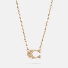 Free shipping and easy returns on Coach Outlet Pave Signature Necklace . Gold-plated brass Lobster clasp closure Adjustable 16 - 18 (L) Style No. 91433 | Coach Outlet Pave Signatur Signature Necklace, Boot Jewelry, Jewelry Accessories Ideas, Coach Outlet, Winter Sneakers, Toddler Boy Shoes, Ring Watch, Accessories Ideas, Baby Sneakers