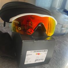 Brand New With Box, Sunglass Sleeve, And Case Modern White Anti-reflective Sunglasses, White Sunglasses With Gradient Lenses, Modern White Shield Sunglasses For Outdoor, Modern White Sunglasses For Outdoor, Modern White Sports Sunglasses, Oakley Men, Orange White, Color Orange, Sunglasses Accessories