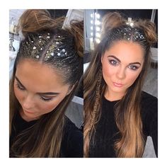 Glitter Roots Hair, Official Hairstyle, Music Festival Makeup, Music Festival Hair, Glitter Roots, New Year's Makeup, Festival Face, Festival Glitter