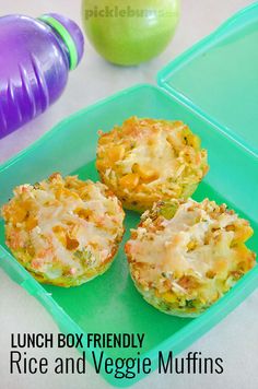 lunch box friendly rice and veggie muffins