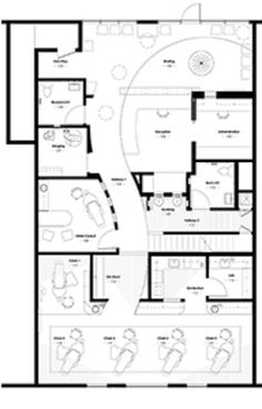 the floor plan for an office building with two floors and three separate rooms, including one bedroom