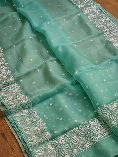 Item....Party wear saree FabricOrganza silk Work...Embroidary work Length...Saree 5.5 mtr Bp...1 mtr Care....Dry Wash Crochet Lace Blouse, Organza Silk Saree, Party Wear Saree, Mothers Day Special, Party Kleidung, Elegant Drapes, Stylish Sarees, Wear Saree, Organza Saree