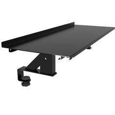 a black table with two wheels on the bottom and one wheel attached to the top