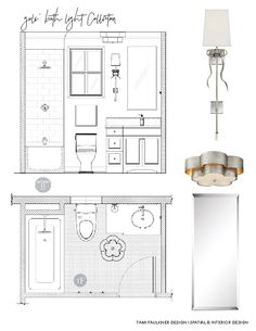 a drawing of a bathroom with the floor plan and measurements for it's fixtures