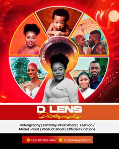 the flyer for d lens's birthday celebration with photoshopped images and text