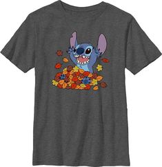 He'll love the look and feel of this Disney's Lilo & Stitch Leaf Pile Fun Stitch Boys 8-20 Graphic Tee. ©Disney He'll love the look and feel of this Disney's Lilo & Stitch Leaf Pile Fun Stitch Boys 8-20 Graphic Tee. ©Disney FEATURES Crewneck Short sleevesFABRIC & CARE Cotton, polyester Machine wash Imported Size: X Small. Color: Charcoal Heather. Gender: male. Age Group: kids. Material: Polyester|Cotton. Lilo And Stitch Shirt, Leaf Pile, Lilo And Stitch Merchandise, Ohana Means Family, Stitch Shirt, Kids Pattern, Fall Leaf, Lilo Stitch, Disney Lilo