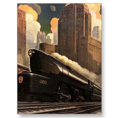 Pennsylvania Railroad Poster Post Card by CSfotobiz Travel Promotion, Arte Art Deco, Railroad Images, Nj Shore, Vintage Railroad, Railroad Art, Train Posters, Art Deco Illustration, Railway Posters