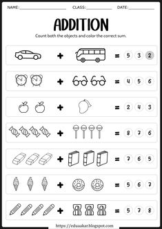 addition worksheet with numbers and symbols for kids to practice math skills on the number line