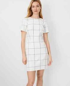 NWT Ann Taylor Windowpane Sheath Dress Size 8  | eBay Brands Outlet, Sheath Dress, Shift Dress, Ann Taylor, Steam, Checks, Dress Outfits, Short Sleeves, Women Accessories