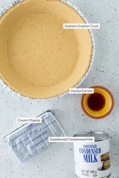 ingredients needed to make homemade sweetened milk pie crusts on a white counter top