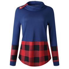 Turtleneck Long Sleeve Tartan Knitwear - Deep Blue - 4A18674215 - Women's Clothing, Women's Tops & T-Shirts, Blouses & Shirts  #BlousesShirts #Women's #Clothing # #Women's #Tops #& #TShirts # #Blouses #& #Shirts Turtleneck Style, Cowl Neck Long Sleeve, Turtleneck Long Sleeve, Children Clothes, Long Sleeve Turtleneck, Fashion Pattern, Sapphire Blue, Long Sleeve Casual, Casual Sweatshirt