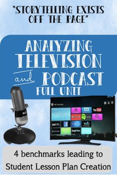 an image of a microphone and a monitor with the words analyzing television and fun unit