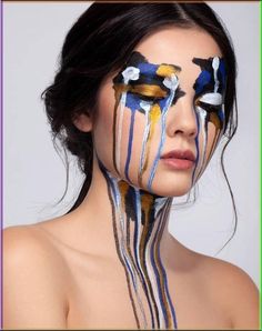 Paint On Face Photography, Face Paint Photoshoot, Makeup Art Face Inspiration, Avant Garde Makeup Creative, Makeup Art Face, Face Painting Art, Face Inspiration, Creamy Eyeshadow, Show Makeup