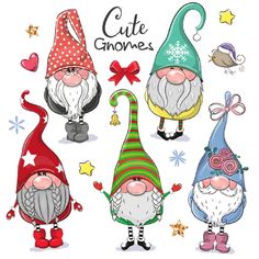 Holiday Gnomes, Cartoon Holiday Theme Gnomes Fabric Panel - White - ineedfabric.com Gnomes Illustration, Cute Gnomes, Happy Painting, Beg Tangan, Holiday Theme, Gnomes Crafts, Art Cartoon, Vector Cartoon, Fabric Panel