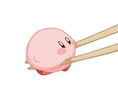 a cartoon character holding chopsticks in the air