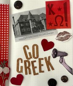 the word go creek is surrounded by buttons and other things to make it look like they are