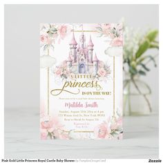 a princess birthday party with pink flowers and castle