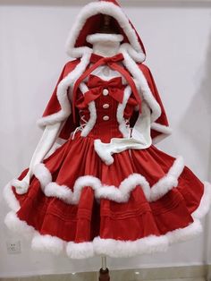 Christmas Clothing Drawing, Cute Santa Dresses, Christmas Cosplay Anime, Christmas Aesthetic Clothing, Unique Christmas Outfits, Christmas Oc Ideas, Christmas Elf Outfit Aesthetic, Christmas Outfits Aesthetic Dresses, Cute Santa Outfit For Women