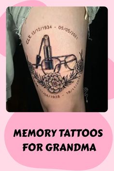 Memory Tattoos For Grandma Grandma Tribute Tattoo, Unique Remembrance Tattoos, Rip Grandma Tattoos, Grandma Tattoo Ideas, Tattoos For Grandma, Old Women With Tattoos, Grandmother Tattoo, Grandpa Tattoo, Grandparents Tattoo