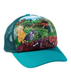 A whimsical take on the classic trucker hat - this super comfy kids' hat features limited-edition artwork inspired by the great outdoors. 100% cotton. 100% nylon crown mesh. Handwash, line dry. Wearable art for kids - features nature-themed limited-edition artwork. Ventilated crown. Deep 2¾" brim length for sun protection. Adjustable sizing offers best fit. Wicking sweatband. Imported. | Kids' Artist Series Trucker Hat, Synthetic/Nylon Kids Hat, Hat Accessories, Nature Themed, Kids Hats, Great Outdoors, L L Bean, Garden Party, The Great Outdoors, Kids Accessories