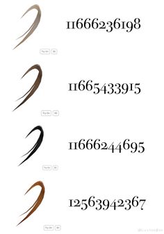 three different types of hair are shown in the same font and number, each with an individual