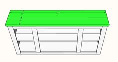 the measurements for a bookcase with green top