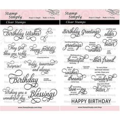 stamp set featuring happy birthday stamps