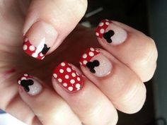 Disney Nail Designs Simple, Simple Disney Nails, Minnie Mouse Nail Art, Mouse Nail Art, Nail Designs Simple, Disney Themed Nails, Disney Christmas Nails, Mouse Nails, Disney Nail Designs