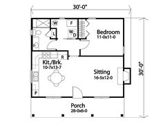 the floor plan for a small house with two bedroom and an attached living room area