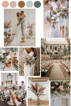 a collage of wedding photos with different colors