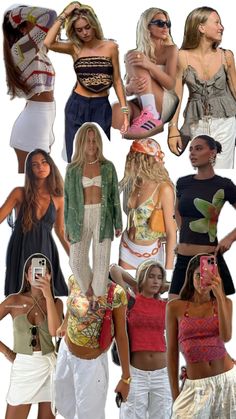 many different pictures of women in various outfits