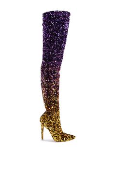 ELLIANA-MULTI STILETTO BOOT Thigh High Dress, Statement Boots, Azalea Wang, Sequin Design, Sandal Platform, Dress Boots, Purple Ombre, Knee Dress, Purple Rain