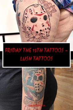 friday the 13th tattoo - luh tattoos with an image of a hockey goalie mask