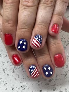 American Flag Nails, Patriotic Nails Design, Flag Nails, America Nails, Patriotic Nails, Toenail Designs, Fourth Of July Nails, Elegant Nail, July Ideas