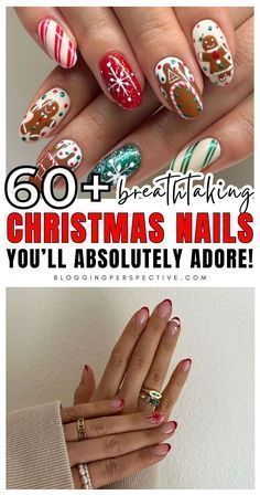 Cute Christmas Nail Ideas, Santa Nails, Christmas Nail Ideas, Christmas Tree Nails, December Nails, Red Christmas Nails, Festive Nail Art, Tree Nails