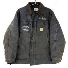 Vintage Carhartt Arctic Jacket Size 46 Black Quilt Lined Full Zip Distressed Size/Measurements (Based in inches) Size - 46 Pit to pit - 27" Length - 29" Shoulder to cuff - 25" Condition / Details Vintage fading to the original color of the fabric Stains on both sleeves and on front Rips on front and on both sleeves Combined Shipping: We provide combined shipping, please contact us for a quote Rugged Black Outerwear With Pockets, Rugged Black Outerwear For Streetwear, Distressed Washed Black Winter Outerwear, Carhartt Mens Fashion, Art Fashion Clothes, Carhartt Jacket Men, Vintage Carhartt Jacket, Carhartt Vintage, Fabric Stains