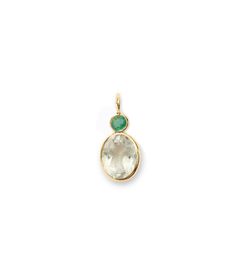 Emerald & Green Amethyst 14k Gold Necklace Charm. Faceted emerald and green amethyst oval charm with gold bezels Mood Necklace, Hoop Charms, Gold Charms, Gold Charm Necklace, 14k Gold Necklace, Necklace Charm, Green Amethyst, Fine Earrings, Gold Charm