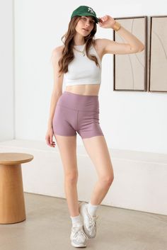 ultimate support and coverage for your daring endeavors solid color, women activewear high waist, longer inseam for a more flattering look tapered waist to prevent shorts moving during training light weight, comfy, sporty, supportive fit Size & Fit: shorts length: 13", waist: 26" Women Active Wear, Long White Shirt, Denim Skirt Fashion, Long Denim Jacket, Fitness Wear Outfits, Chic Summer Outfits, Plus Size Romper, Fall Winter Dresses, Fitness Wear