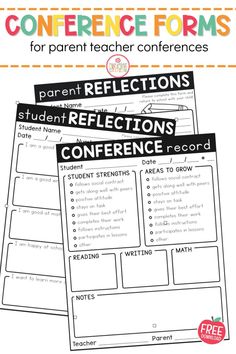 two worksheets with the words conference forms for parent teachers