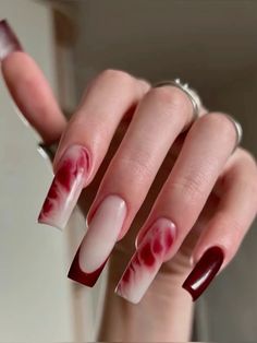 Carcase Iphone, Almond Acrylic Nails, Square Nails, Mani Pedi, French Nails, Red Nails, Simple Nails, Pretty Nails, Cute Nails