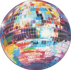 a colorful disco ball is shown on a white background