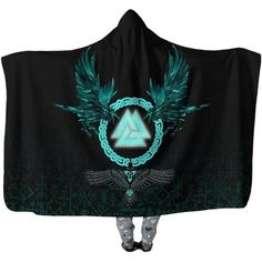 Design Features: Viking Hooded Blanket is perfect for fans of Viking mythology. Product material: Made of double-layer thickened woolen fleece blanket, with 3D digital printing on the back and front, fashionable and beautiful, no fading, no cracking, and not easy to peel off. Suitable choice for daily life, leisure, sports. Suitable for various parties and places, can give your lover a little surprise on Halloween, Christmas and various festivals. If in doubt, please choose a size up or down, pl Valknut Tattoo, Odin Raven, Blanket Cape, Odin's Ravens, Custom Blanket, Norse Vikings, Tattoo Pattern, Hooded Blanket, Cozy Home